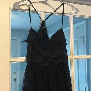 Boutique black floral printed maxi dress size medium